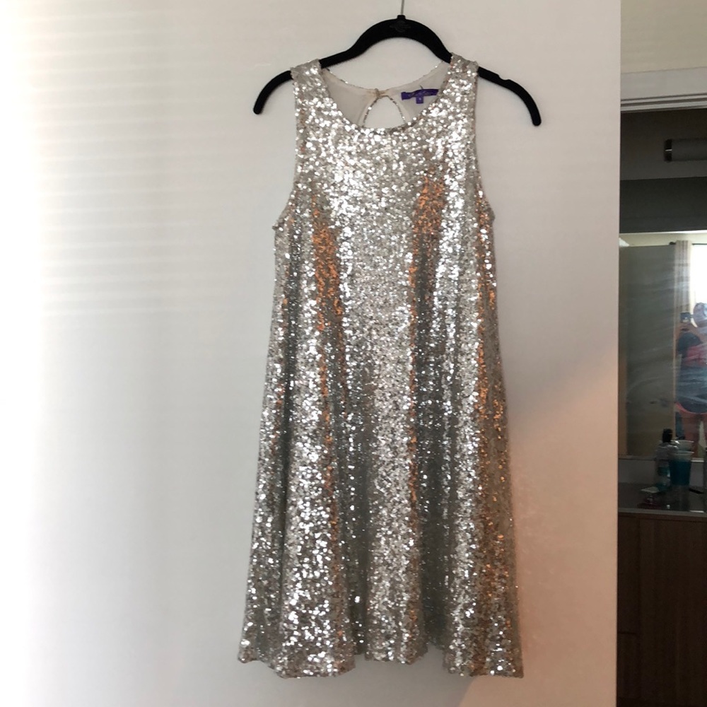 Silver sequin shift dress size small